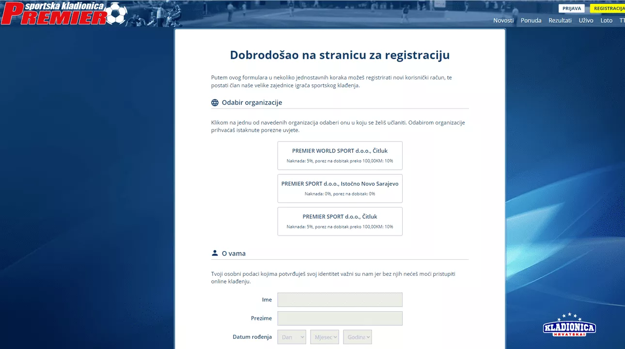 Premier Kladionica Registracija