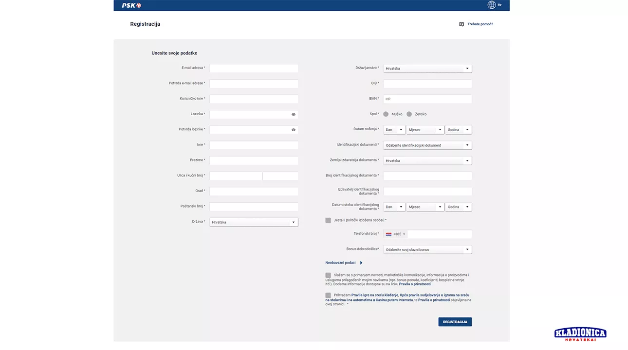 PSK registracija