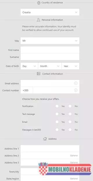 Bet365 registracija s mobitela.